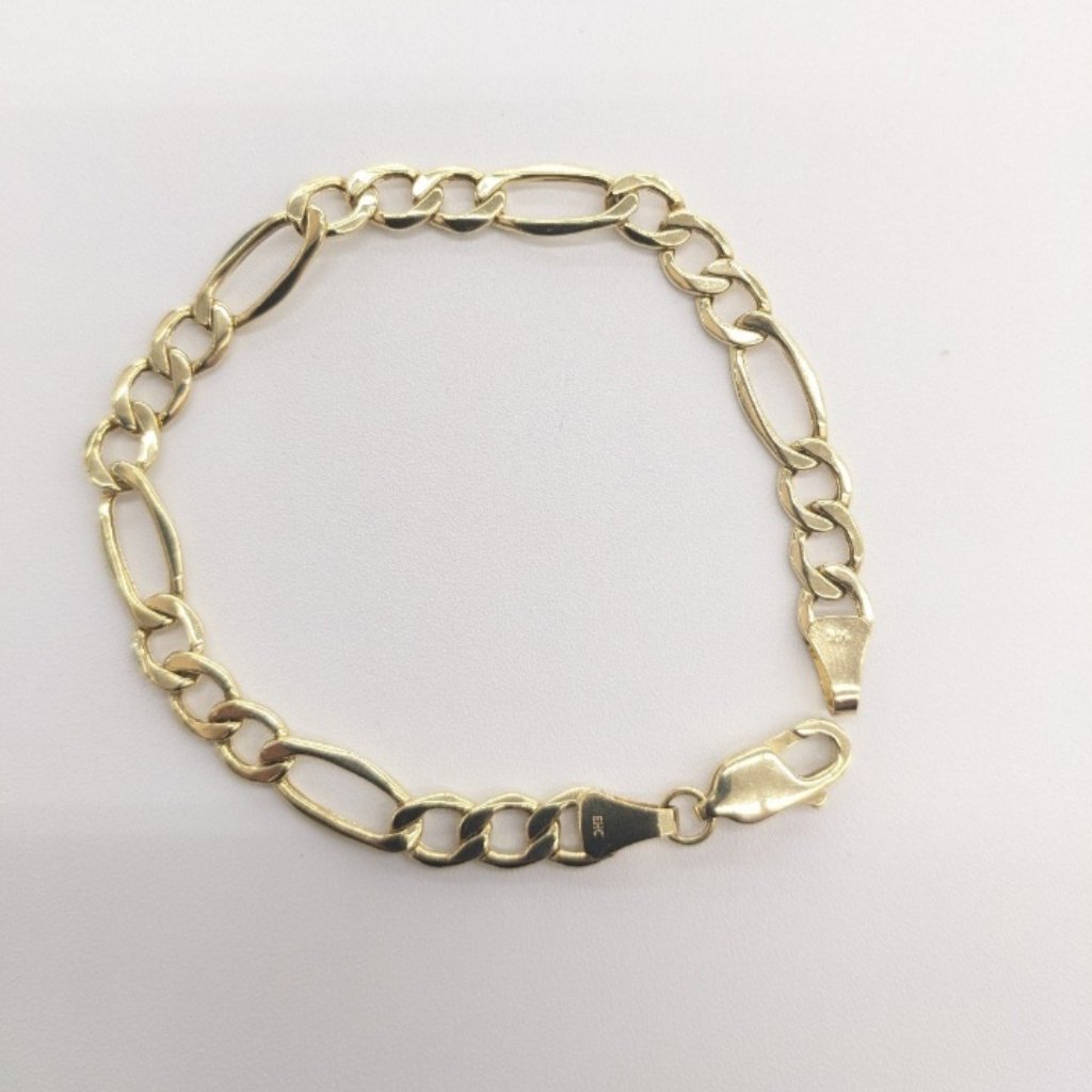 14kt Real Gold Figaro Bracelet 7 Inches